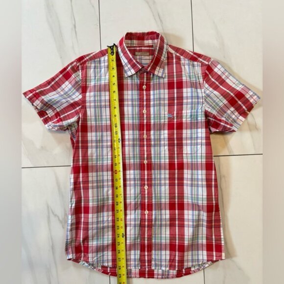 BURBERRY BRIT button down short sleeve red plaid shirt size medium - Picture 10 of 11
